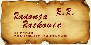 Radonja Ratković vizit kartica